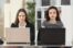 Two Women With Their Laptops Sitting Next To Each Other And Looking Angry