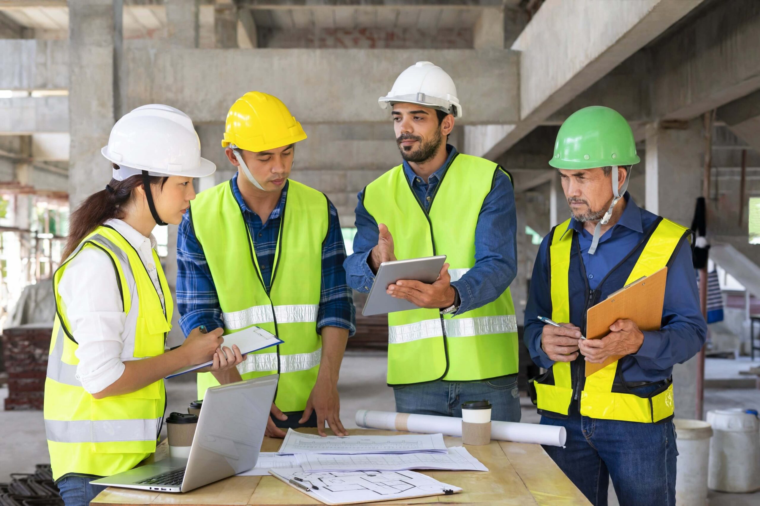 Group of people having a brainstorming meeting