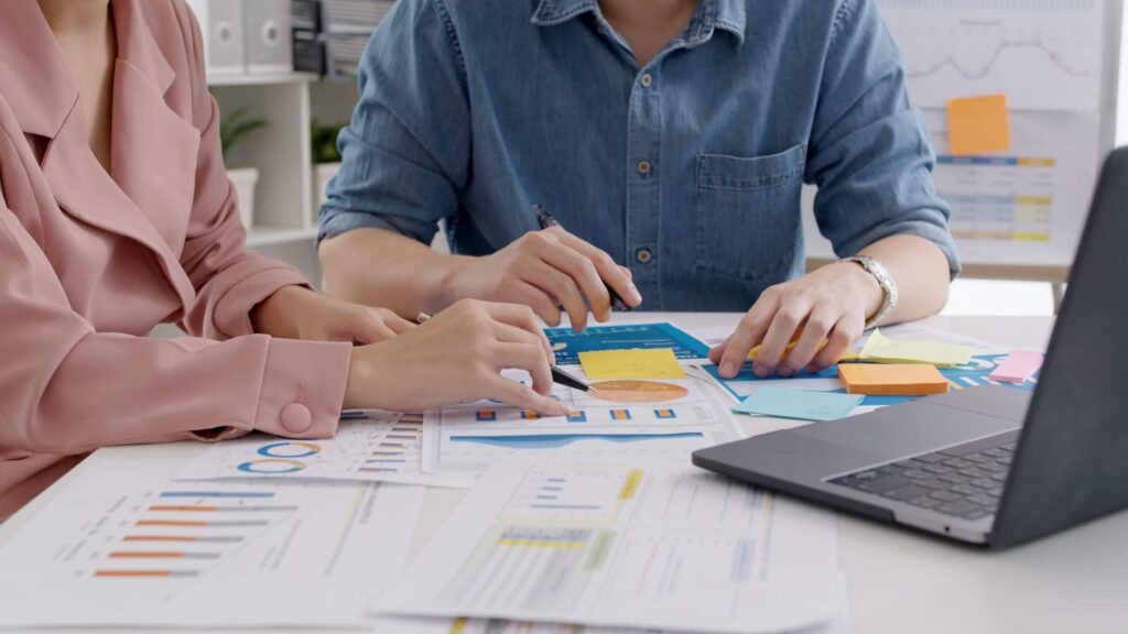 Group of people working on SEO strategies